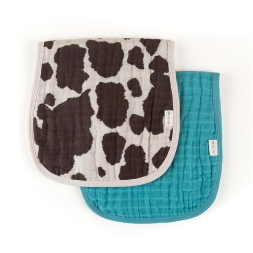Image of Itzy Ritzy Set of 2 Baby Burp Cloths – Ultra-Soft Absorbent Burping Cloths for Babies - Made of 100% Cotton Muslin and Generously Sized with Trendy Coordinating Prints – Machine Washable (Cow Print)