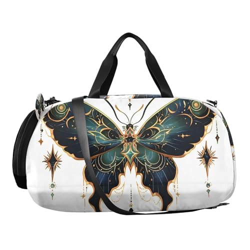 Duffle Bag for Boys or Girls with Shoes Compartment, Luminous Butterfly Sports Travel Bag Overnight2