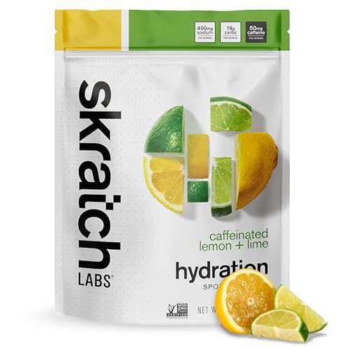 Image of Skratch Labs Hydration Sports Drink Mix with Caffeine - Real‑Fruit Electrolyte Powder for Fast Hydration & Energy | Lemon Lime | 20 Servings | Non‑GMO, Clean Ingredients