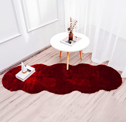 Staolene Ultra Soft Faux Rabbit Fur Chair Cover Couch Pad Fuzzy Area Rug Fluffy Bedside Carpet Mat For Bedroom Floor Sofa Living Room Rugs 2 X 6 Ft, Burgundy Red Fur Rug (Burgundy Red, 2 X 6 Ft) #TOP5