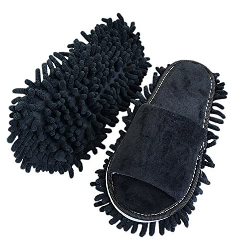 Volicph Pantoufles de nettoyage avec semelle en microfibre amovible pour nettoyage du sol -...