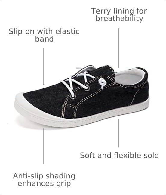Image of FUNKYMONKEY Slip-On Canvas Sneakers for Women, Comfortable Lightweight Lace-Up Flat Casual Tennis Shoes Breathable Walking Shoes for Everyday Wear