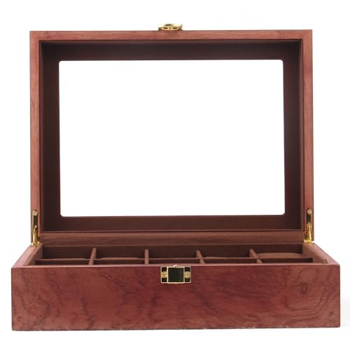 Vielrosse Boite Rangement, 10 grilles de rangement en bois véritable pour bijoux - 26,5 x 20 x 8,2 cm – vue 4