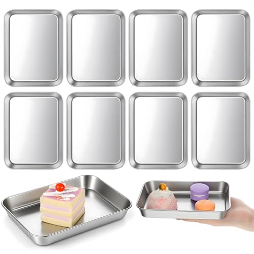 8 Pack Small Stainless Steel Plate 7''L x 5''W Metal
