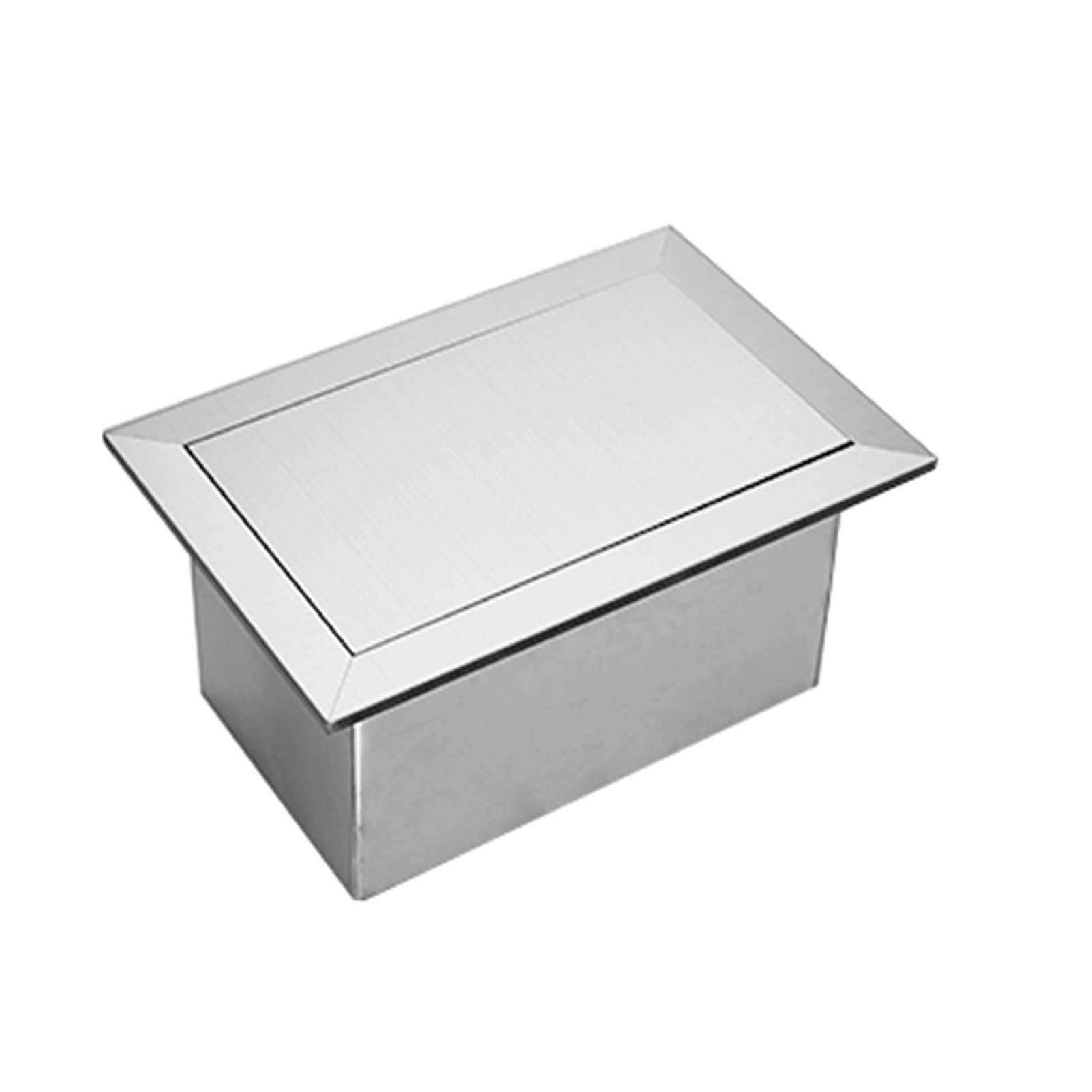 Asdchzen Silver Built-In Stainless Steel Trash Can On The Countertop Of The Square Built-In Trash Chute, Built-In Trash Can In The Kitchen, Built-In Balance Clamshell Trash Can, Household Gar,-With Handle