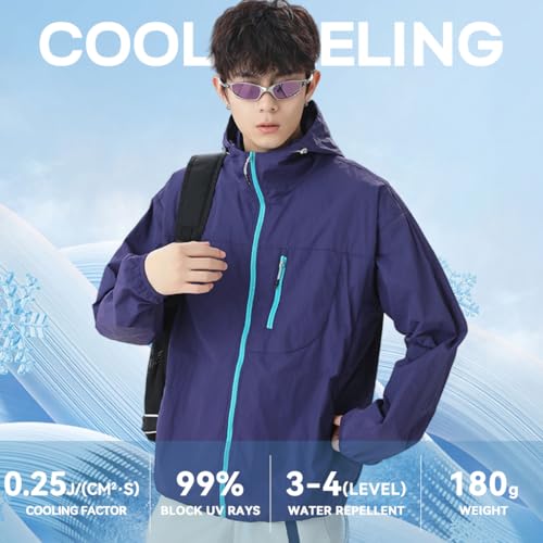 Image of Venzina Men's UPF 50+ Sun Protection Jacket, 4-Way Stretch Quick-Dry Windbreaker with Breathable Mesh & Elastic Cuffs, Sunscreen Jacket for Men - Hiking, Travel