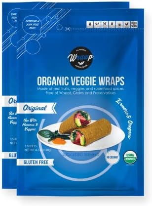 Raw Organic Original Veggie Wraps | Wheat-Free, Gluten Free, Paleo Wraps, Non-GMO, Vegan Friendly Made in the USA (2 Pack)