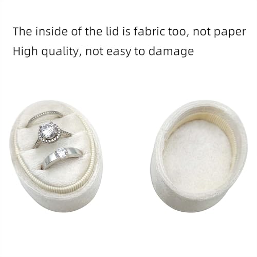Beatilog Velvet Oval Ring Box 3 Slots - Premium Wedding Three Rings Holder Box Vintage Handmade Storage Jewelry Organizer For Proposal thumb #4