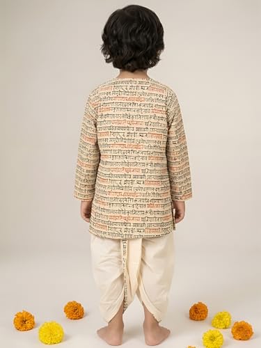Image of POLKA TOTS Cotton Full Sleeve Printed Kurta Dhoti For Infant & Toddlers | Ethnic Wear For Festival & Wedding & Functions