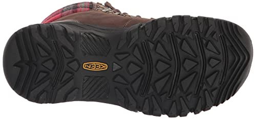 KEEN Women's Greta Classic Waterproof Snow Boots, Dark Brown/Red Plaid, 5.5