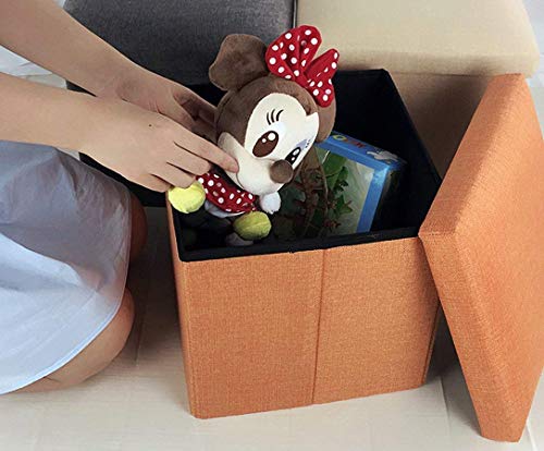 Image of Foldable Storage Pouffe Ottoman Bench, Multicolor, 30x30x30cm