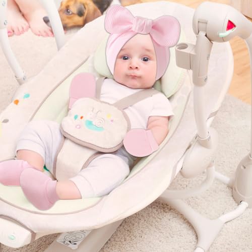 9 Pieces Newborn Baby Hat No Scratch Mittens and Socks Set Cotton Infant Hair Bow Turban Beanie Cap4