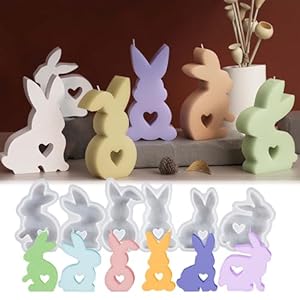 WISIRENT 6 Stück Hasen Gießformen Kerzenhalter