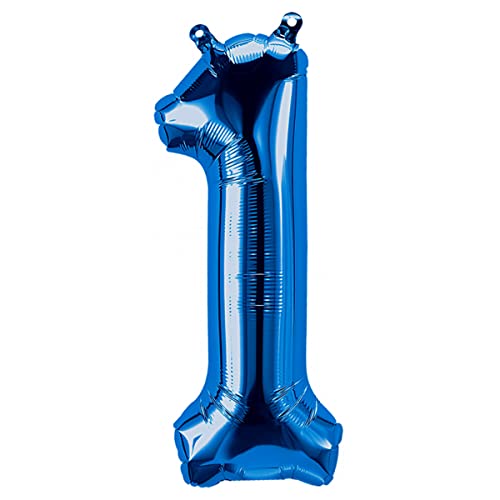 Image of Blue 32 Inches 1 Numbers Shape Large Big Foil Helium Balloons For Party Decorations In Happy Birthday Anniversary Office Items Materials Set Pack, Pack Of 1