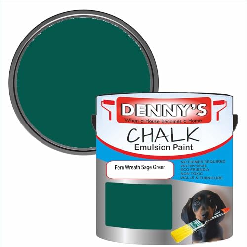 SCOOBYS PAINTS BACK IN THE MIX Chalk Emulsion Matt Paint, Water-Based, No Primer Required, For Walls and Furniture Green, (Fern Wreath Sage Green, 250Ml Tin)