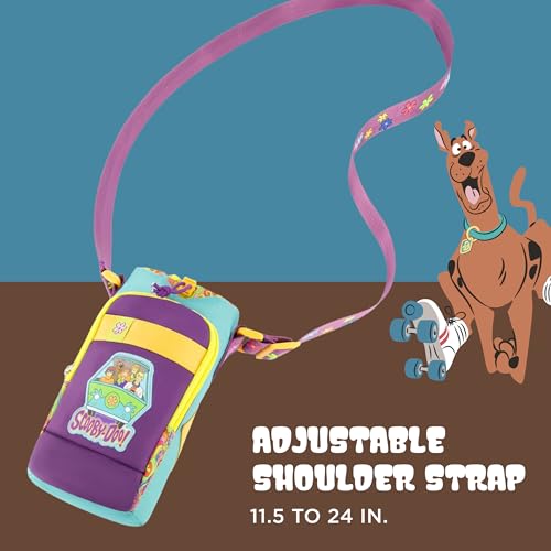 Image of Concept One Scooby Doo Water Bottle Holder, Crossbody Sling Carrier Bag with Adjustable Shoulder Strap, 25 oz, Multi