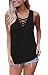 Chvity Women's Criss Cross Casual Cami Shirt Sleeveless Tank Top Basic Lace up Blouse (M, Black)