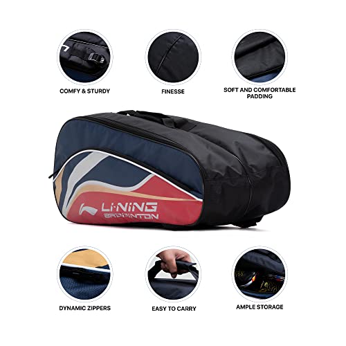 Li-Ning Panther Double Zipper Polyester Badminton Kit Bag | Stash Pocket | Ample Storage | Unisex - Men, Boys, Girls, Women 7 41KKs haEUL