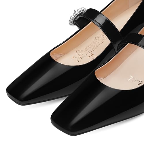 7or9 Mary Janes Shoes Women Comfortable Mary Jane Heels Patent Leather Shoes for Women Air Touch Foam- Black, White, Silver, Red2