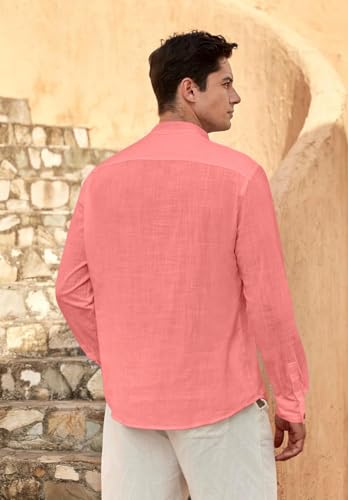 Image of Zombom Men's Solid Cotton Polyester Blend Straight Kurta Shirt, Regular Fit Full Sleeve Short Kurta Shirt