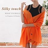 RIIQIICHY Stola Damen Festlich für Abendkleid Hochzeit Orange Schal Tücher Schultertuch Sommer