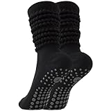 [Yawlsow] ピラティス靴下 くしゅくしゅソックス ルーズソックス グリップソックス レディース、ヨガ、滑り止め靴下、バレエ 高弾力 綿混 吸汗速乾 抗菌防臭 室内運動用 くるぶし丈 (JP, アルファベット, Free Size, レギュラー, ブラック)