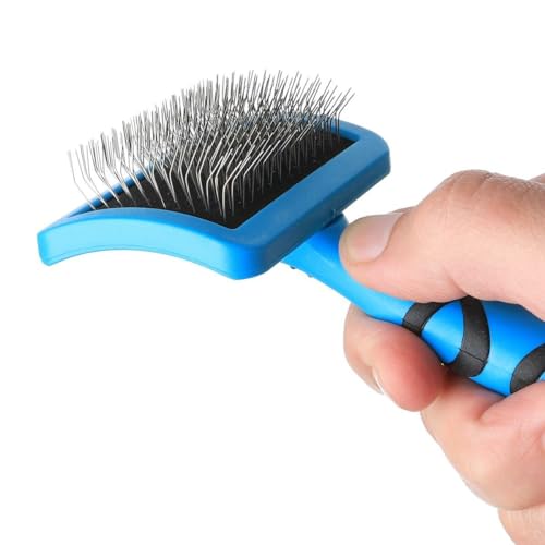 GROOM PROFESSIONAL Gebogene Feste Drahtbürste - Hundebürste - Entfilzungsbürste für Hunde - Lange und Kurze Stifte - Perfekt zum Entfernen von Verfilzungen und Verknotungen - Mittel