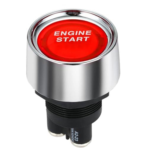 Jtron® Start Engine Button car Dc 12v 50a Red Car Start Engine Button Light Switch Push Start Ignition Switch for Racing Sport (ON)-Off momentary Switch (Red)
