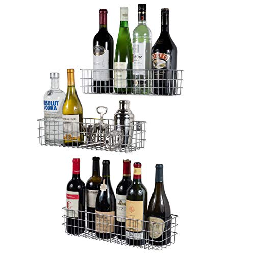 Wall35 Kansas Wall Mounted Kids Room Bookshelf Metal Wire Basket Varying Sizes Set Of 6 (Gray) #TOP3