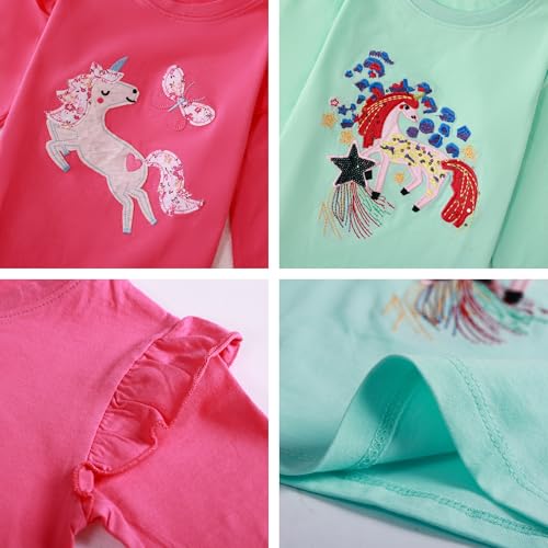 HH Family Girls Long Sleeve Shirts 2-Pack: Cute Graphic Tees for Toddlers and Kids4
