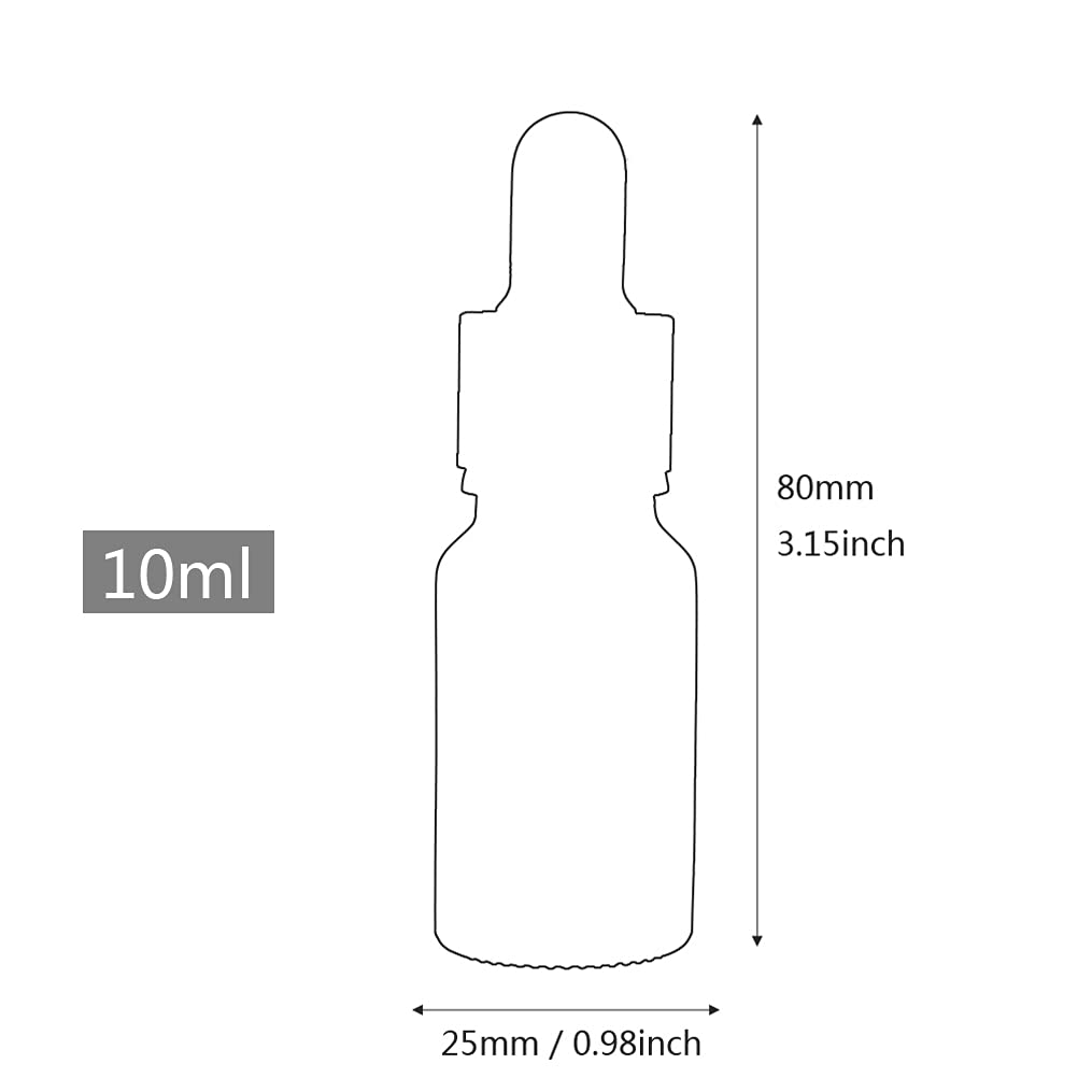 24 Pezzi Verde Opaco Bottiglie Contagocce in Vetro 10 ml, Ambra Vuoto Flaconi con Pipetta Contagocce d'argento, per Olio Essenziale, Aromaterapia con Imbuti