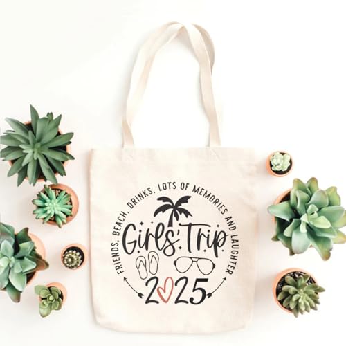 Friends Vacation Canvas Tote Bags for Women's Trips - Reusable Shoulder Bags for Travel, Beach & Gifts3