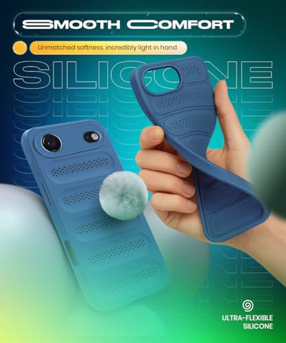 Image of WOW IMAGINE Ultimate Silicone Back Cover Case for iPhone 17 Air | Heat Dissipation Thin Soft TPU | 360 Camera Protection | Breathable Cooling Holes - Deep Blue