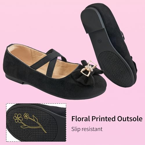 Ablanczoom Girls Flats Dress Shoes - Toddler/Little Girl Casual Slip on Bowknot Mary Jane Ballet Flats Wedding Party School4