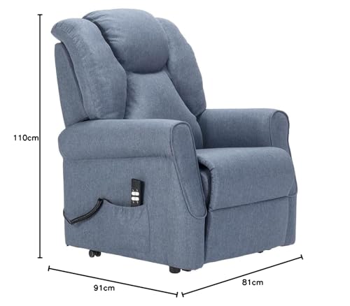 POLTRONE ITALIA Angela 2 Motoren PERSONALISIERTEN fernsehsessel mit aufstehhilfe elektrisch Medizinisches Gerät Trolley-Räder Flauschige Mikrofedersitz schmutzabweisend Blau Denim – Bild 3