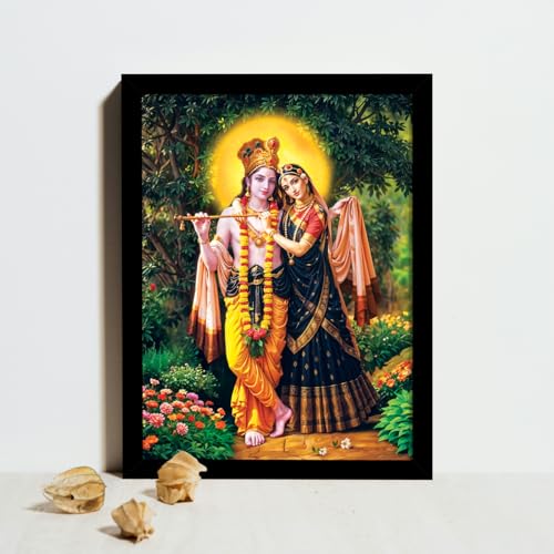 Image of ArtX Radha Krishna Photo Frame, Radha Krishna Wall Painting, Wall Decor, 10.0 x 13.0 in, Multicolor, Set of 1