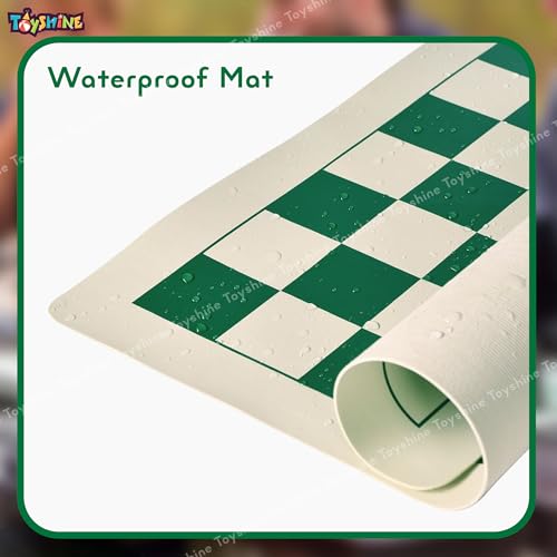 Image of Toyshine 17 inch X 17 inch Tournament Chess Set with Plastic Chessmen and Green Roll-Up Vinyl Mat (SSTP)