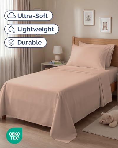 Image of Twin 4 Piece Bed Sheet Set - Comfy, Breathable & Cooling Sheets - Mauve | Ultra Soft Hotel Luxury Bedding Set with 8-16 Inch Deep Pockets, 1 Flat & 1 Fitted Sheet & 2 Pillowcases, Wrinkle & Fade Free