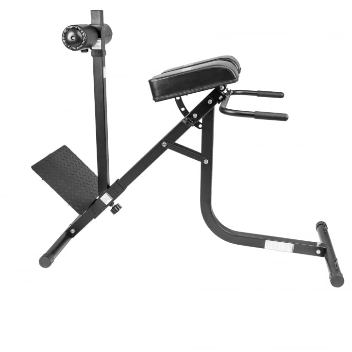 GORILLA SPORTS® Panca per Schiena e Addominali - con Fissaggio delle Gambe, Altezza Regolabile, Multifunzione, Inclinazione, Carico Massimo 200kg, Nero - Sedia Romana per Allenamento, Iperestensioni