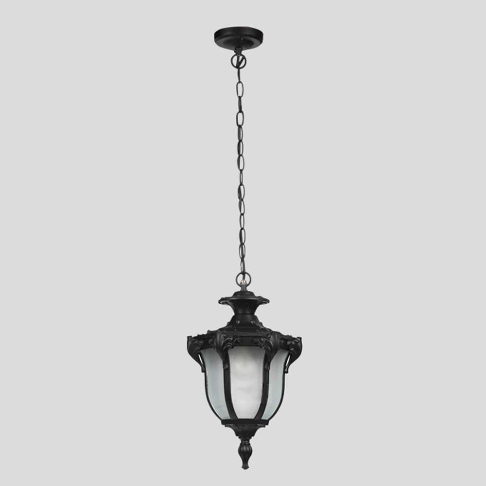 Lámpara colgante para exteriores Retro Black Industry Lámpara colgante a prueba de agua IP54 Lámpara colgante para exteriores Lámpara colgante ajustable en altura de vidrio de aluminio Jardín Balcón