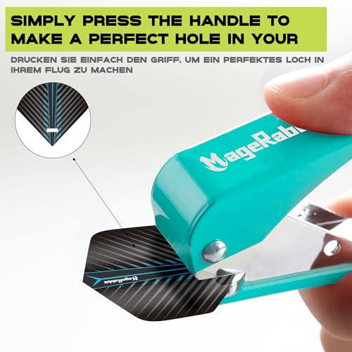 MageRabbit Dart Flight Locher mit 100 Metall-O-Ringen, Dart zubehör,Dart Werkzeuge,Flügel-Lochzange für Darts， Robuste Metall-Lochzange für präzises Stanzen von Dartflügeln (Blau)