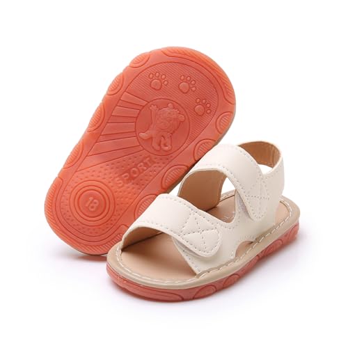 Image of WILLFUN Baby Boy Girl Summer Infant Squeaky Sandals Premium Rubber Sole Closed-Toe Non-Slip Shoes Toddler First Walkers