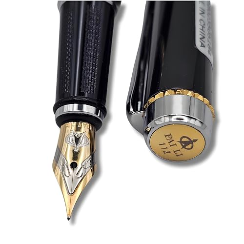 Image of Venti Fountain Pen - Metal Luxury Pen, Schmidt Nib (Medium), Best Pen Gift Set for Men & Women, Professional, Executive, Office, Nice Pens,Return Gift (F112-Black)