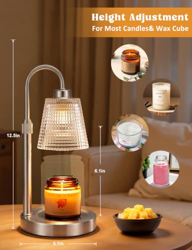 Image of Satin Nickel Candle Warmer Lamp with Timer Home Decor Gifts for Women
