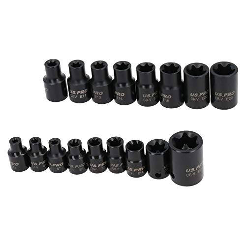 Female Impacted E Torx Star Sockets E5 - E24 3/8" And 1/2" Drive 17Pc Set #TOP2