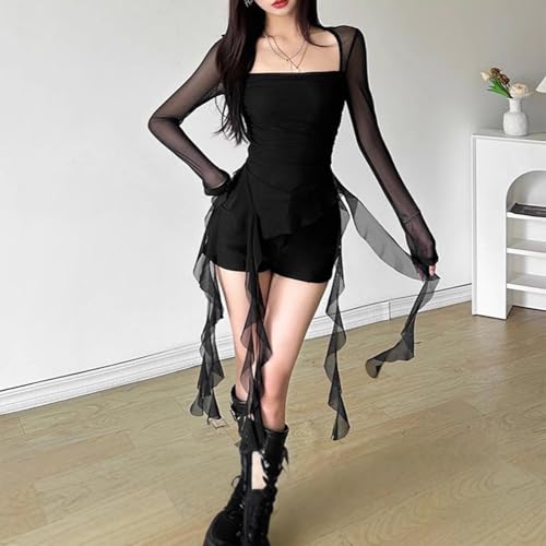 Image of Women's Y2K Long Sleeve T Shirt Classic Streetwear for Wedding Dating Gothic S Black