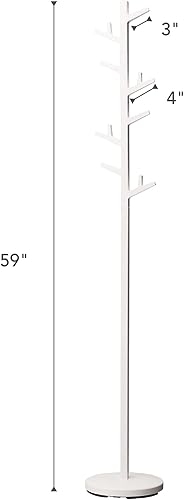 Miniatura 7 de YAMAZAKI Home Branch - Perchero para árbol/pie y sombrero, 69 pulgadas, acero + plástico ABS Blanco,Marrón