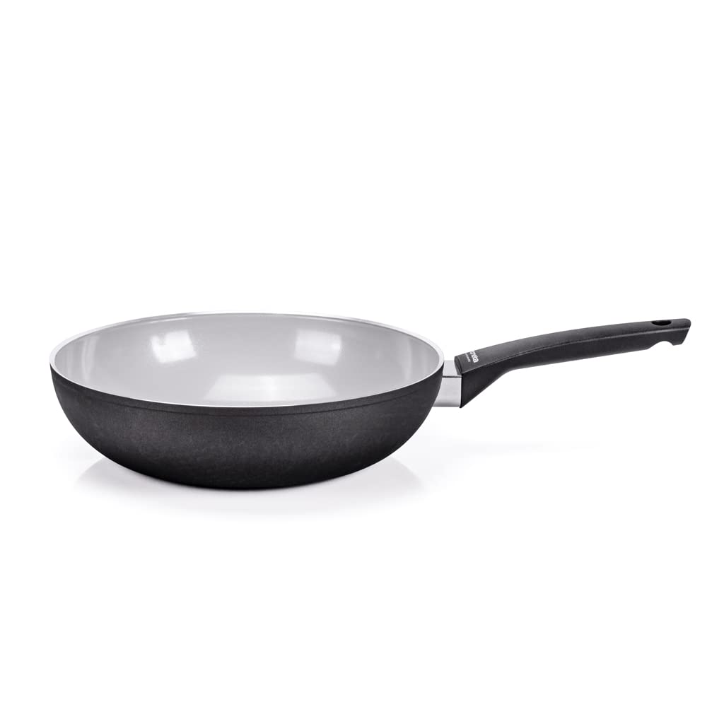 Moneta Sartén de Wok Futura, de 28 cm, Revestimiento Natural Finegres, También para Cocinas de Inducción, Fabricada en Italia