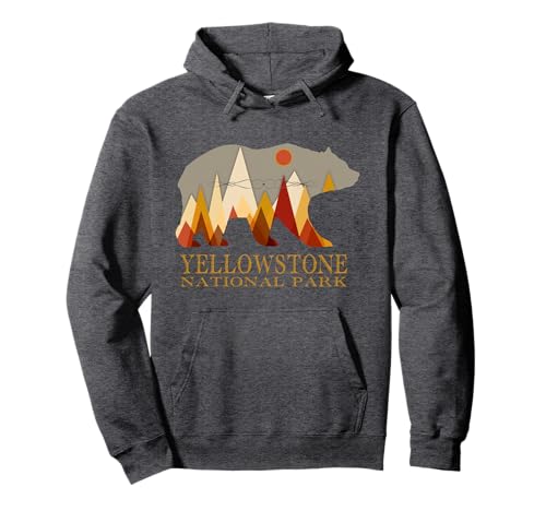 Retro Yellowstone Grizzly Bear Hoodie National Park Gift Pullover Hoodie