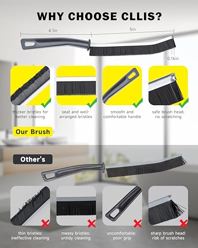 Image of 3 Pcs Hard Bristle Crevice Cleaning Brush,Crevice Cleaning Brushes for Household Use, Multifunctional Corner Gap Cleaning Brush Tool Grout Cleaner Brush for Kitchen Bathroom Window Hard Bristled